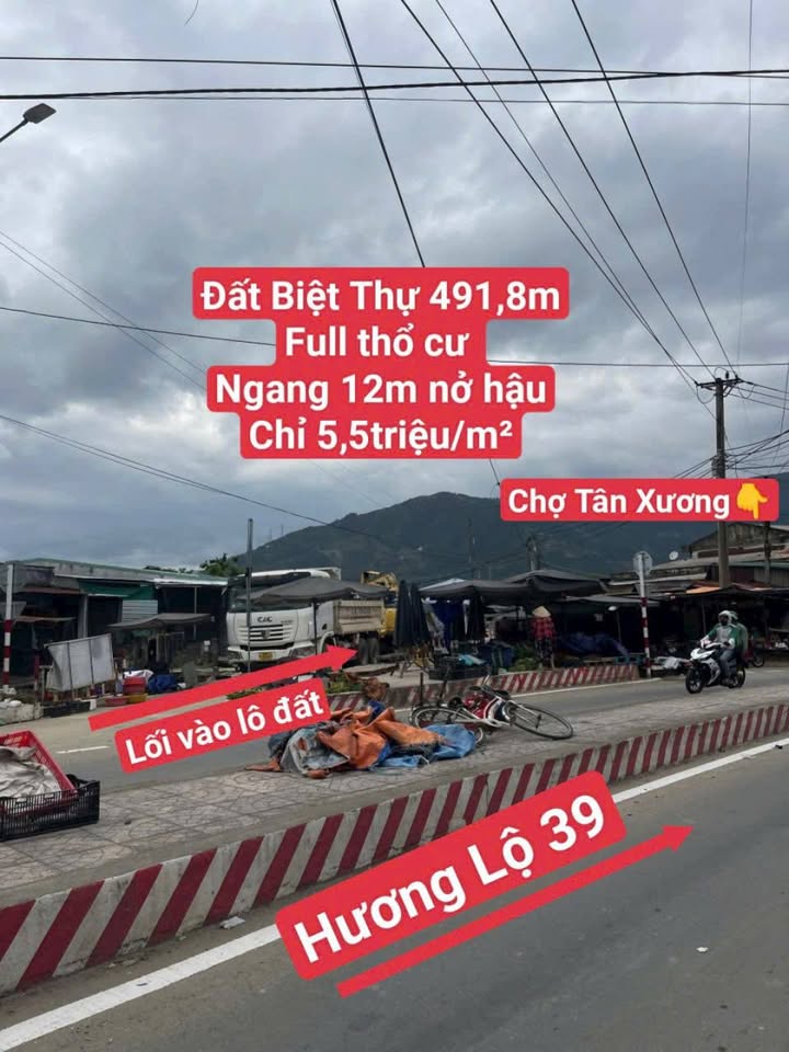 Đất thổ cư 491,8m² tại Suối Cát, Cam Lâm - Giá chỉ 5,5 triệu/m²
