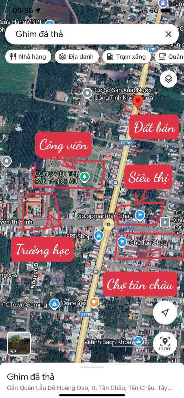 Đất thổ cư mặt tiền đường DT785, Tân Biên 1000m² giá 7.2 tỷ - Đầu tư sinh lời lý tưởng!