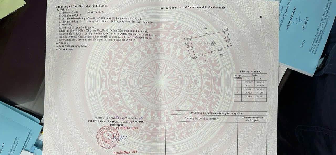 Đất thổ cư Quảng Thái 500m² giá 5.25 tỷ - Sổ hồng chính chủ, đường 2 mặt tiền!