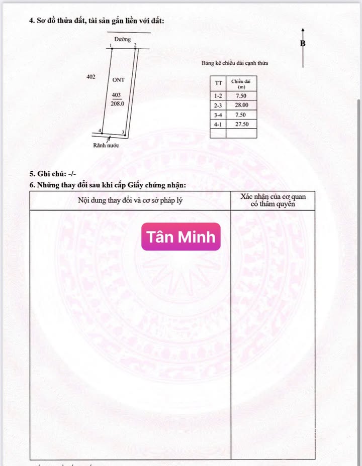 Đất thổ cư xã Gia Tân, Ninh Bình 208m² giá 1.x tỷ - Mảnh đất vuông vắn, phong thủy tốt!