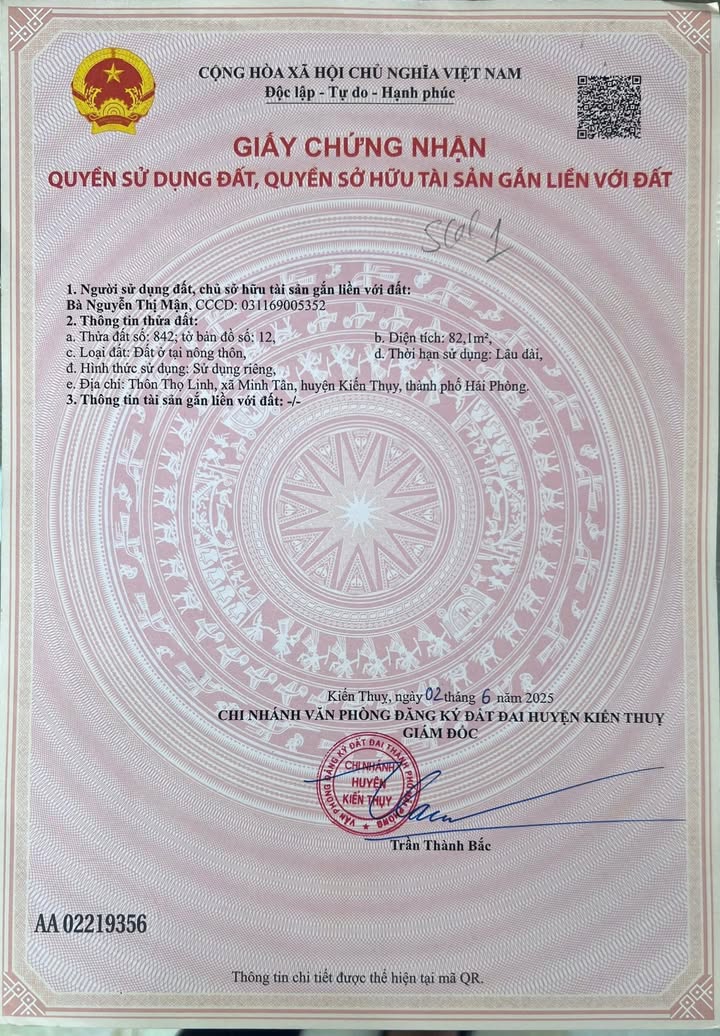 Đất nền mặt đường Thọ Linh, Minh Tân, Kiến Thụy, Hải Phòng 82,1m² - Vị trí tiềm năng, giá tốt!