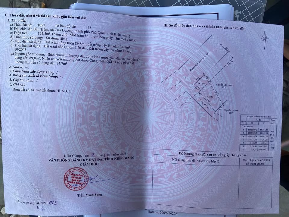 Đất nền lô góc Bến Tràm 124m² - Pháp lý thổ cư sẵn sàng giao dịch!