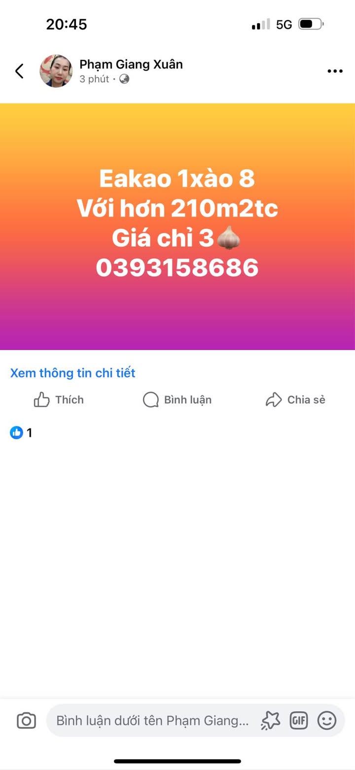 Đất thổ cư Ea Kao 210m² giá 3 tỷ - Vị trí đẹp, thuận tiện giao thông!