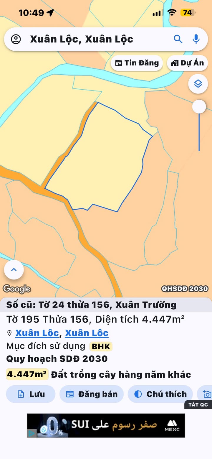 Đất nền 2 mặt tiền xã Xuân Lộc 4447m² giá 1.778 tỷ - Đầu tư sinh lời ngay!