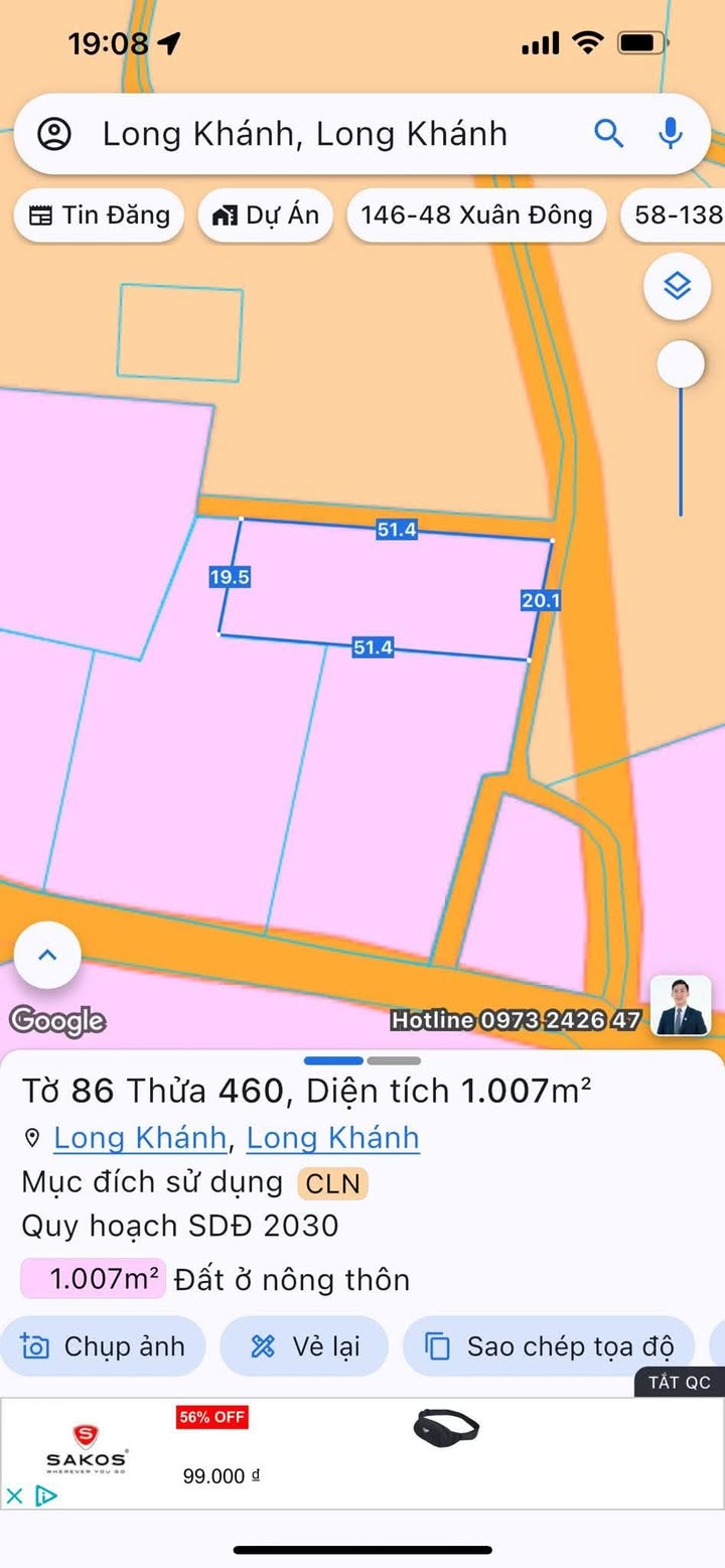 Đất nền phường Tân Hạnh 1007m² giá 1.7 tỷ - Hai mặt tiền đường thuận lợi!