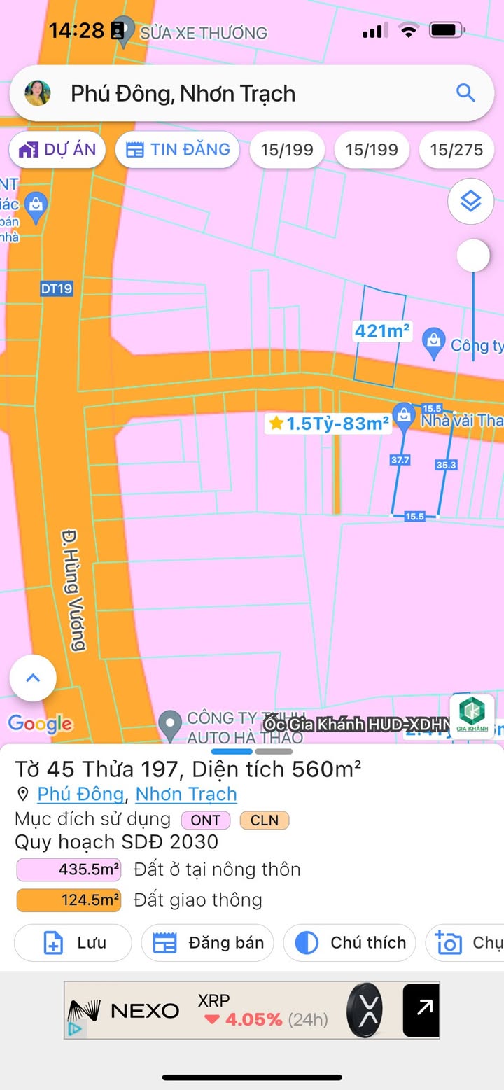 Đất thổ cư Hùng Vương, Nhơn Trạch 560m² - Tiềm năng đầu tư vượt trội!