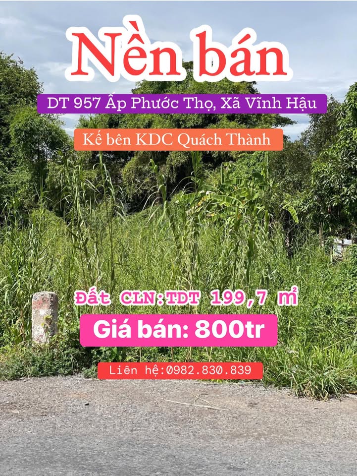 Đất nền An Giang 199,7m² giá 800 triệu - Cơ hội đầu tư hấp dẫn!