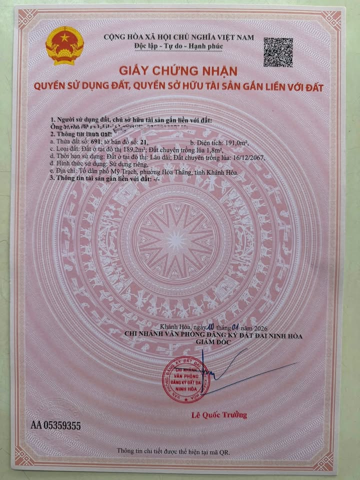 Đất nền Ninh Hà 191m² giá 700 triệu - Sổ hồng chính chủ, đầu tư sinh lời!