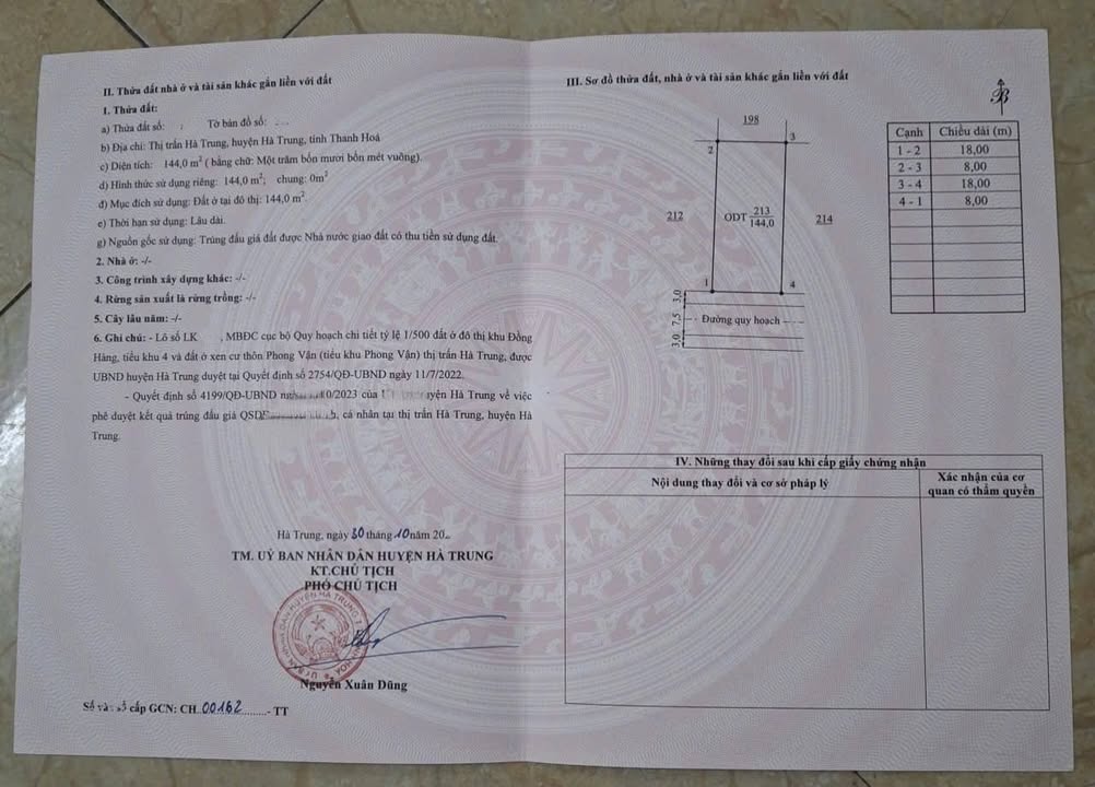 Đất nền Đồng Hàng, Hà Trung 144m² giá 1 tỷ - Cơ hội đầu tư hiếm có!