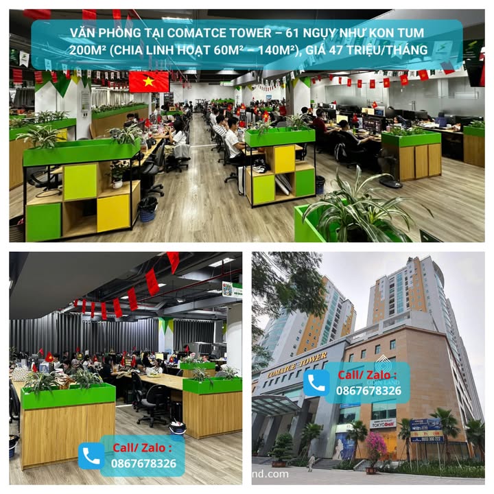 Văn phòng cho thuê Comatce Tower 200m² giá 47 triệu - Hệ thống tiện nghi hiện đại