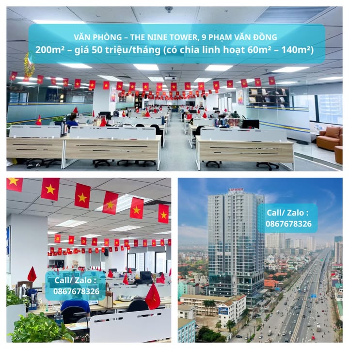 Cho thuê văn phòng tại The Nine Tower, Phạm Văn Đồng 200m² giá 50 triệu - Không gian làm việc lý tưởng!