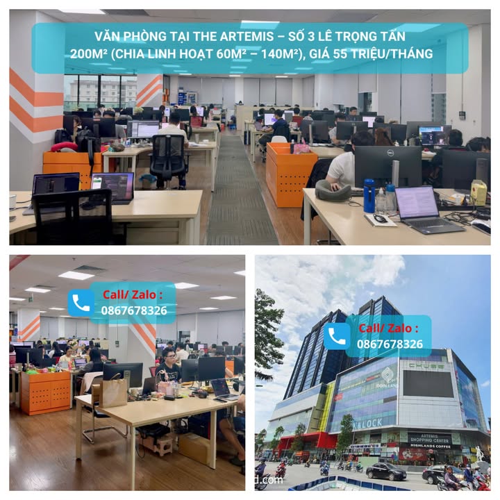 Văn phòng cho thuê tại The Artemis, 200m², giá 55 triệu - Thiết kế sang trọng, đầy đủ tiện nghi!