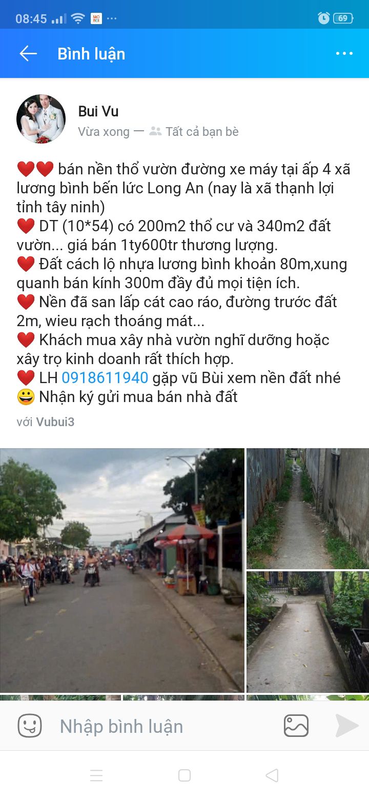 Bán đất thổ vườn 5400m² tại xã Thạnh Lợi, Bến Lức - Giá chỉ 1.6 tỷ, cơ hội đầu tư tuyệt vời!