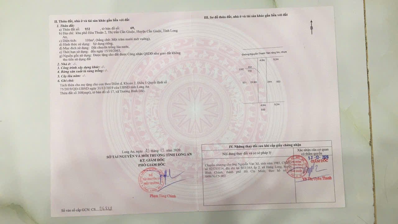 Lô đất lúa 110m² tại Khu phố Hòa Thuận 2, Cần Giuộc - Giá chỉ 520 triệu!