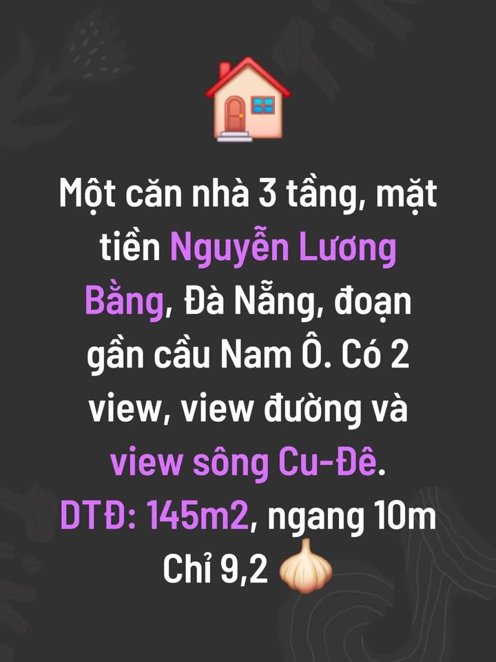 Căn nhà 3 tầng tại Đà Nẵng 145m² giá 9.2 tỷ - Đầu tư sinh lời ngay!