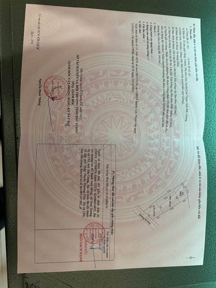 Lô đất 248m² tại tổ dân phố Nhập Thành, Bắc Ninh - Giá chỉ 720 triệu, tiềm năng sinh lời lớn!