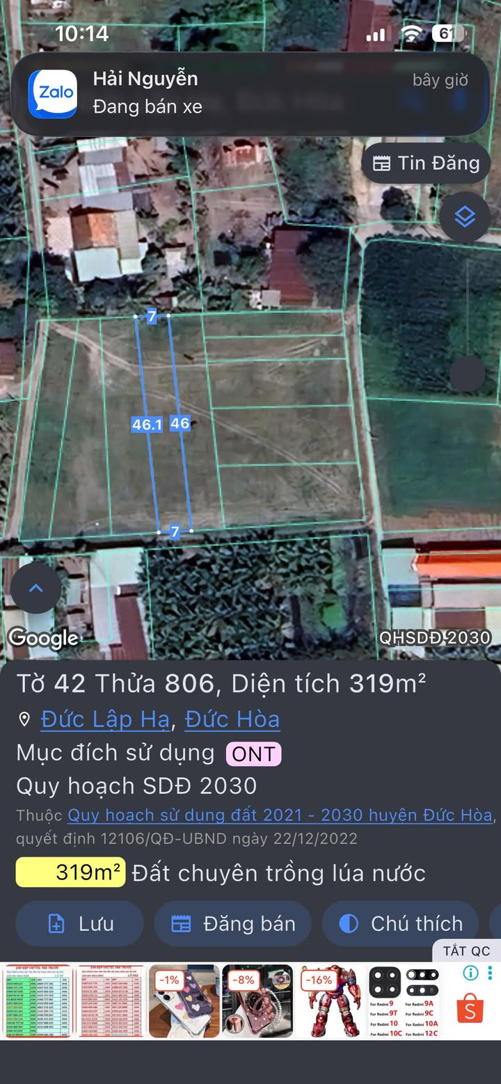 Đất thổ cư xã Đức Lập Hạ 3150m² giá 850 triệu - Cơ hội đầu tư tuyệt vời!