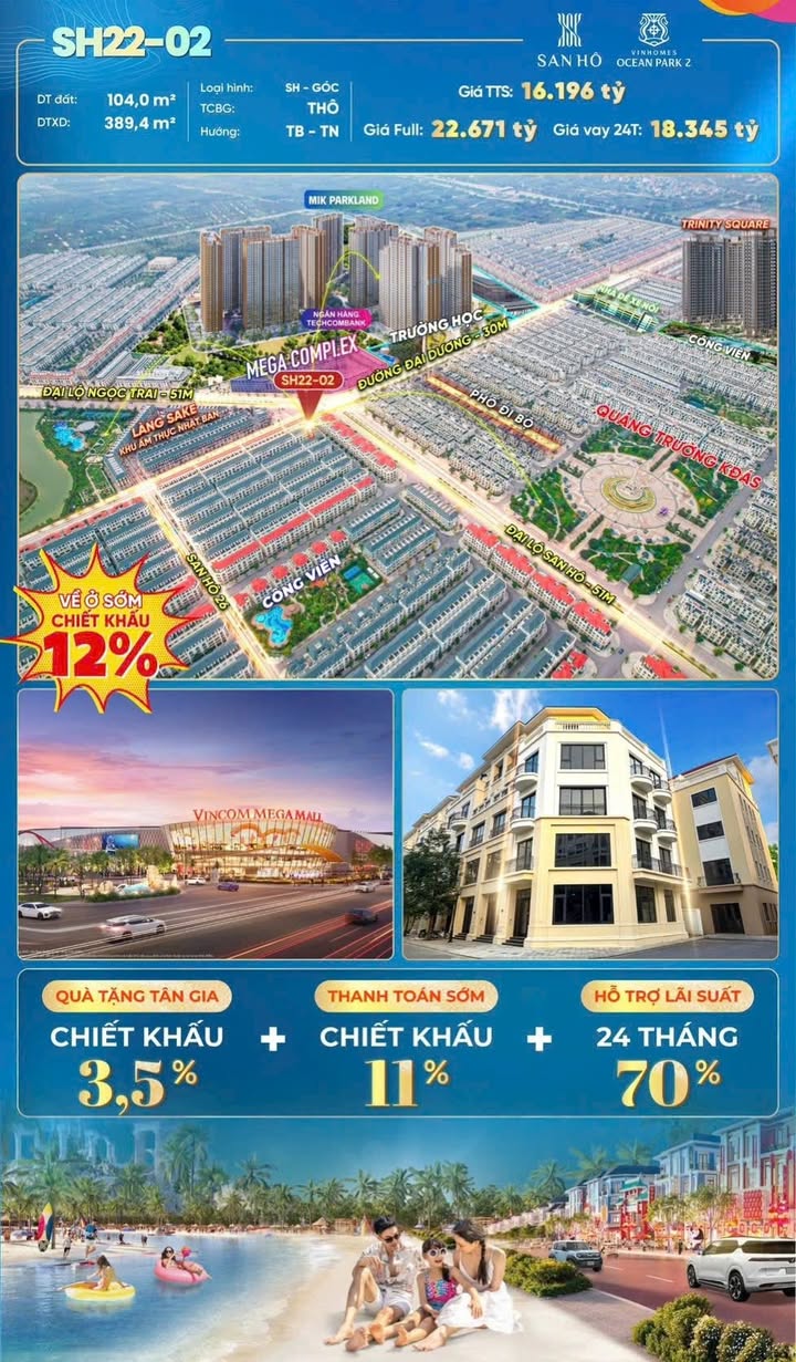 Shophouse Ocean Park 2 - 104m² giá 16.196 tỷ - Đầu tư sinh lời tại vị trí đắc địa!