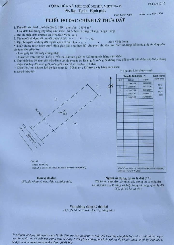 Đất mặt tiền Quốc lộ 57C, phường An Hội, 385.6m², giá chỉ 3.085 tỷ - Cơ hội đầu tư tuyệt vời!