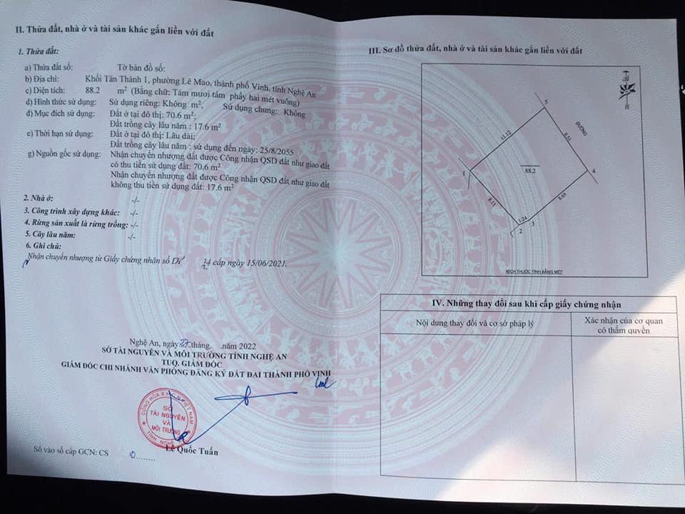 Bán đất kèm nhà 2 tầng tại Tân Thành 1, TP Vinh 88,2m² giá 3,35 tỷ - Khu vực trung tâm tiện ích