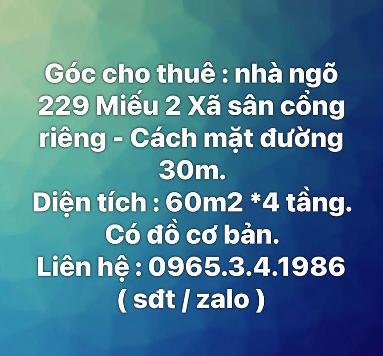 Nhà cho thuê Quận Lê Chân Hải Phòng 60m² giá 6 triệu - Đầy đủ tiện nghi cơ bản