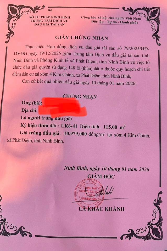 Đất nền LK6-41 Xóm 4, Xã Phát Diệm, Ninh Bình 115m² - Sổ hồng chính chủ, giá thỏa thuận!