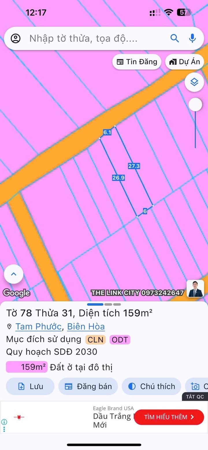 Đất thổ cư Phường Tam Phước, Biên Hòa 162m² giá 1.8 tỷ - Cơ hội đầu tư hấp dẫn!