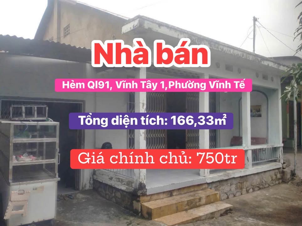 Nhà hẻm Quốc Lộ 91, An Giang 166m² giá 750 triệu - Thương lượng ngay!