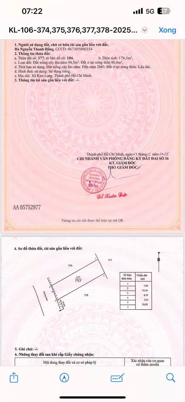 Đất thổ cư Bàu Chinh, Châu Đức 2000m² giá 650 triệu - Khu dân cư đông đúc!