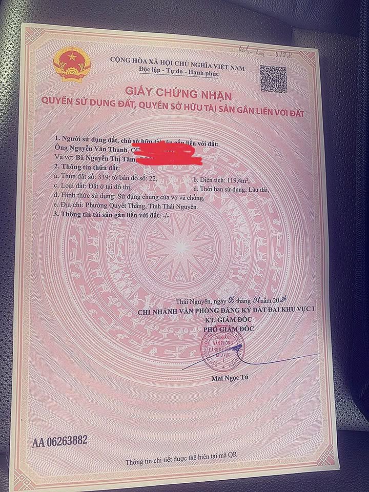 Đất thổ cư 119m² khu dân cư số 5 Thịnh Đán - Giá chỉ 2 tỷ!