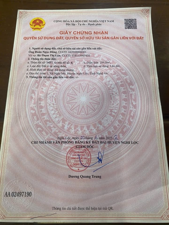 Đất Nghi Mỹ 189m² giá 1 tỷ - Đầu tư sinh lời lý tưởng!