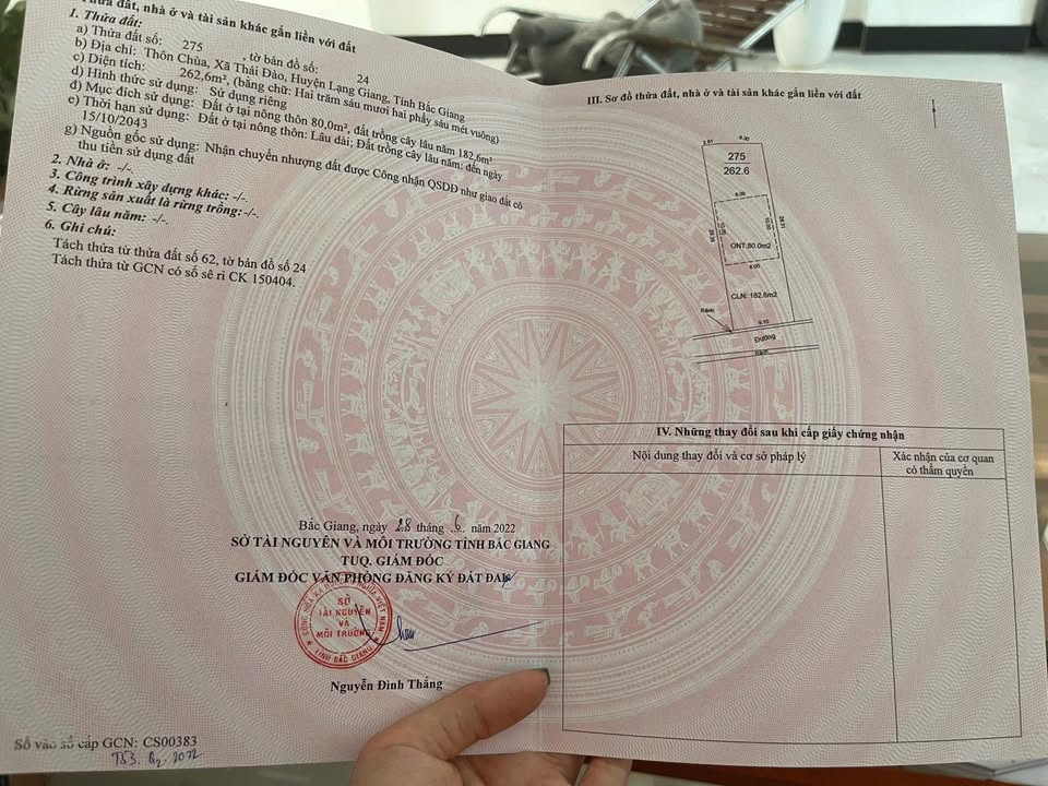 Đất thổ cư Thôn Chùa, Thái Đào 267m² giá 1,3 tỷ - Chính chủ bán gấp!