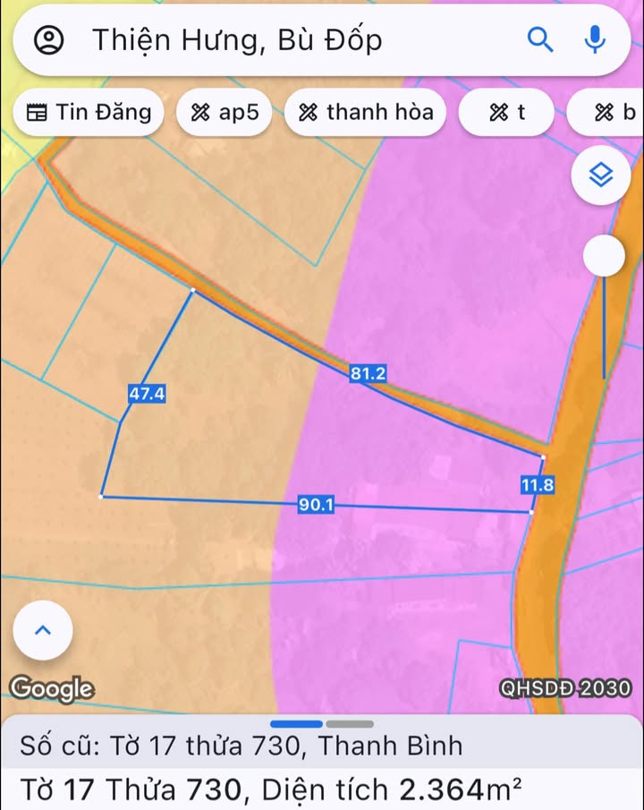 Đất nền Ấp Thanh Tâm, Bù Đốp 2364m² giá 800 triệu - Sổ đỏ chính chủ, đầu tư sinh lời!