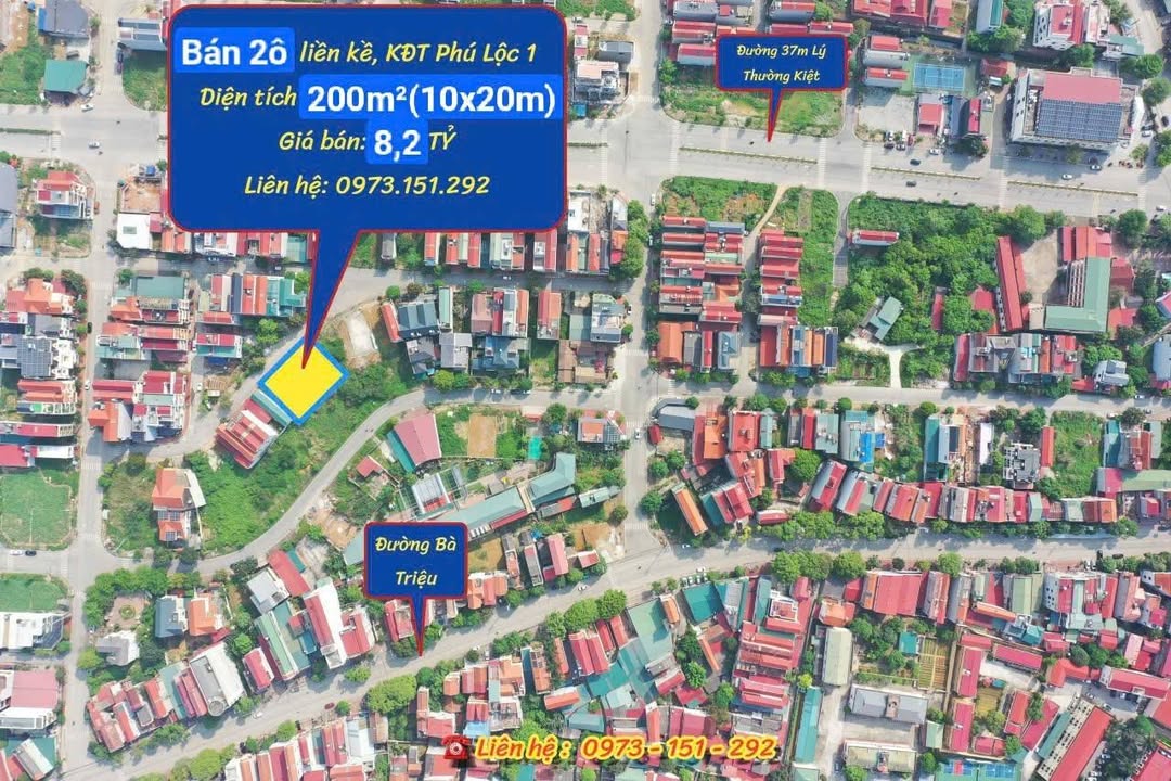 Đất nền Khu đô thị Phú Lộc 200m² giá 8.2 tỷ - Hướng đông bắc, không lỗi phong thủy!