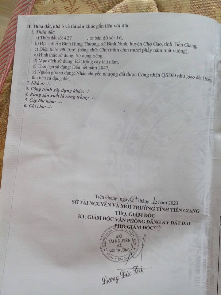 Đất nền 990m² tại Bình Hưng Thượng, Giá 879 triệu - Cơ hội đầu tư hấp dẫn!