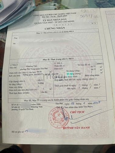 Nhà hẻm xe tải 7m Khuông Việt, Tân Phú 100m² giá 5.8 tỷ - Cơ hội đầu tư tốt!