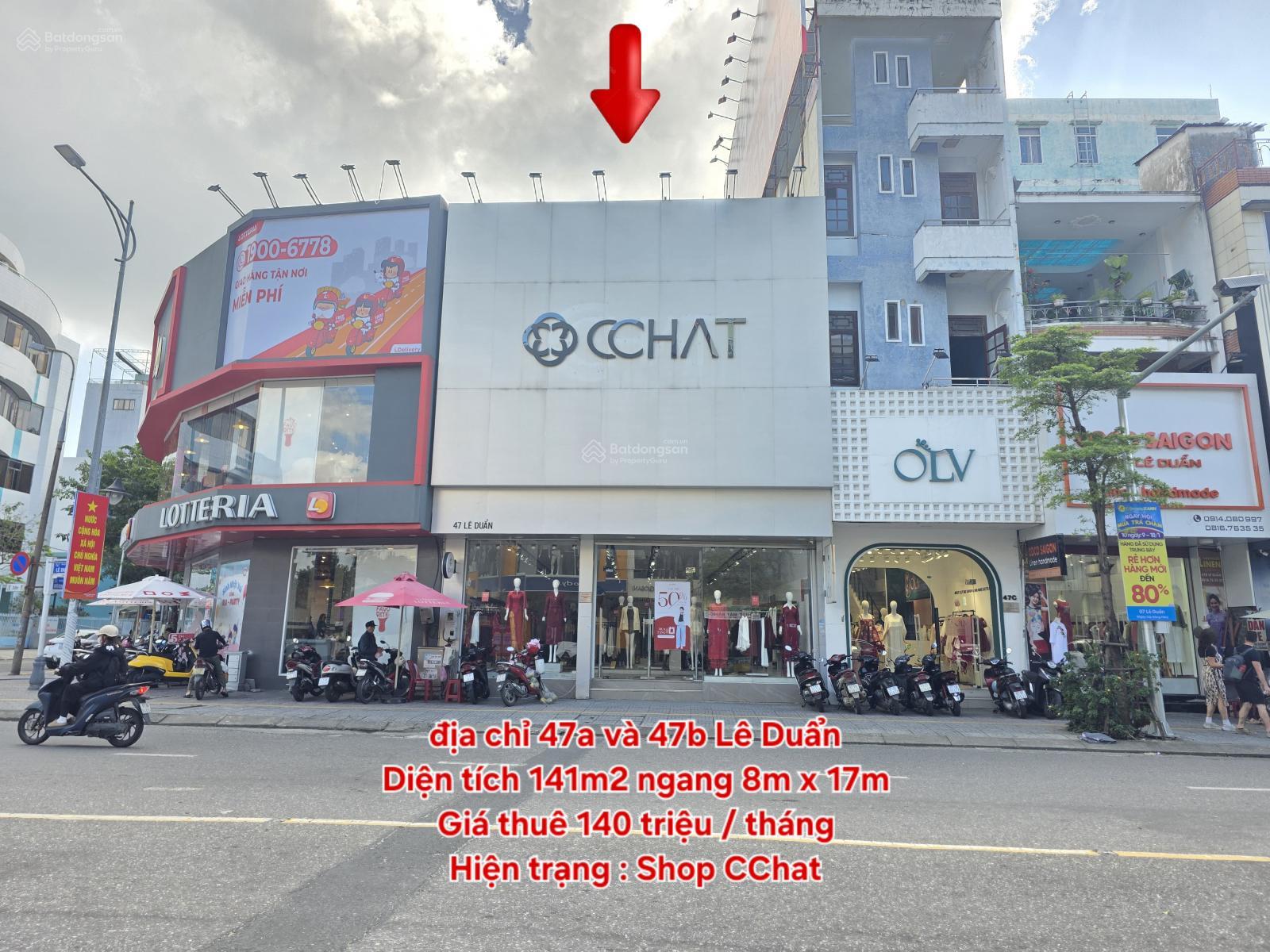 Cho thuê mặt bằng 47a và 47b Lê Duẩn Đà Nẵng 141m² - Nhận ngay để kinh doanh Tết!