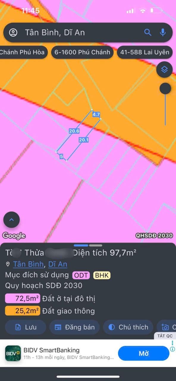 Đất nền Tân Bình Dĩ An 97m² giá chỉ 1.35 tỷ - Sổ hồng chính chủ!