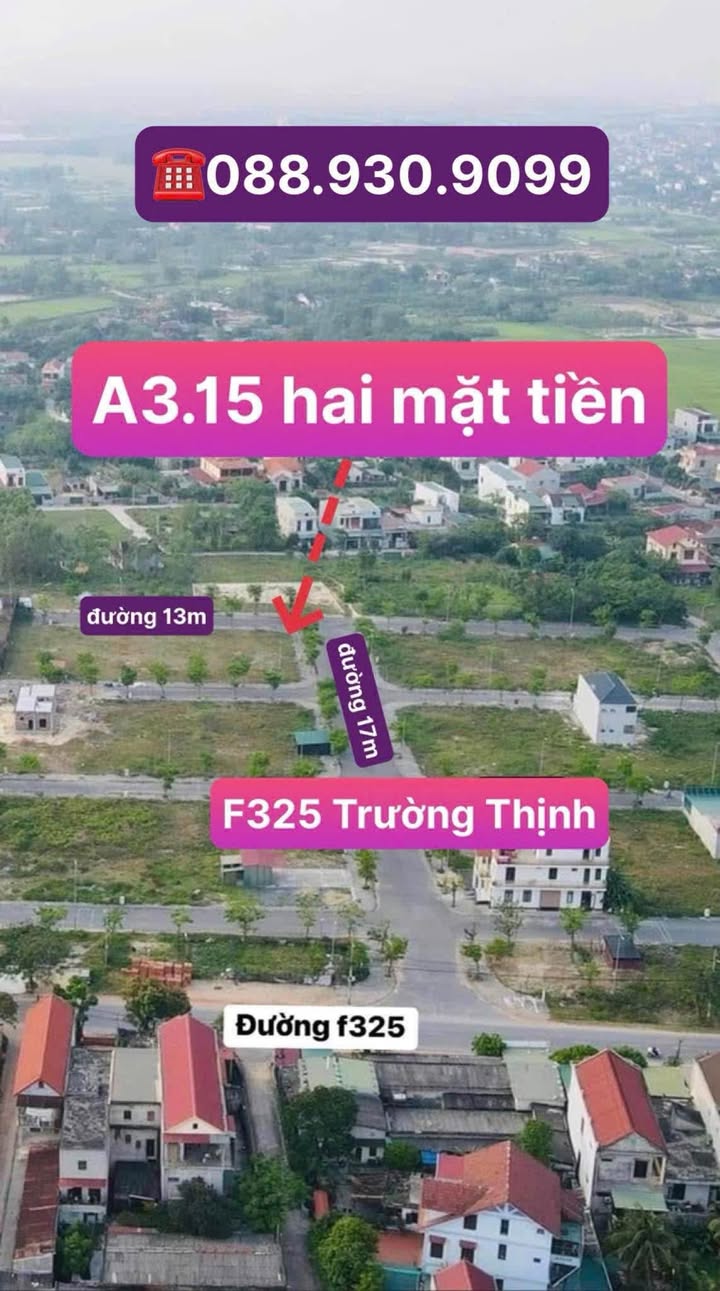 Đất nền F325 Trường Thịnh Bắc Lý 134m² giá 1.99 tỷ - Mặt tiền đường đẹp, tiện ích thể thao!