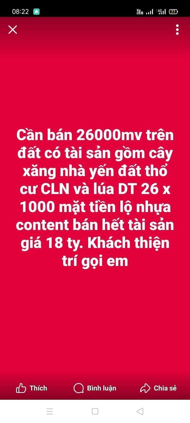 Đất mặt tiền Quảng Lộ Phụng Hiệp 26.000m² giá 18 tỷ - Cơ hội đầu tư hấp dẫn!