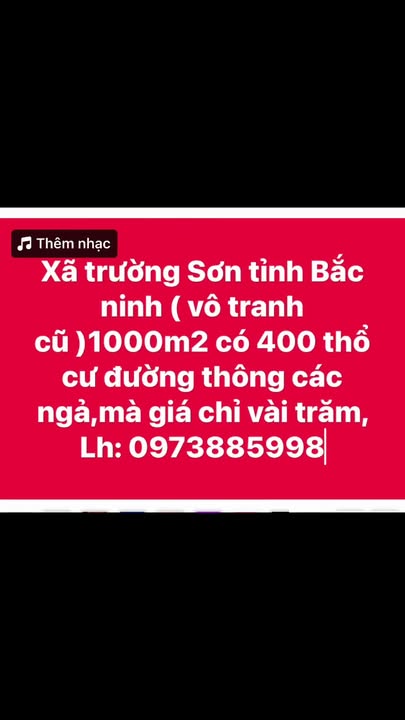 Đất thổ cư 1000m² tại xã Vô Tranh, Lục Nam, Bắc Giang - Giá tốt, cơ hội đầu tư hấp dẫn!