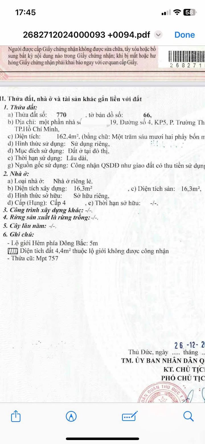 Đất nền 183m² Trường Thọ 6.95 tỷ - Gần ô tô, sổ đỏ chính chủ!