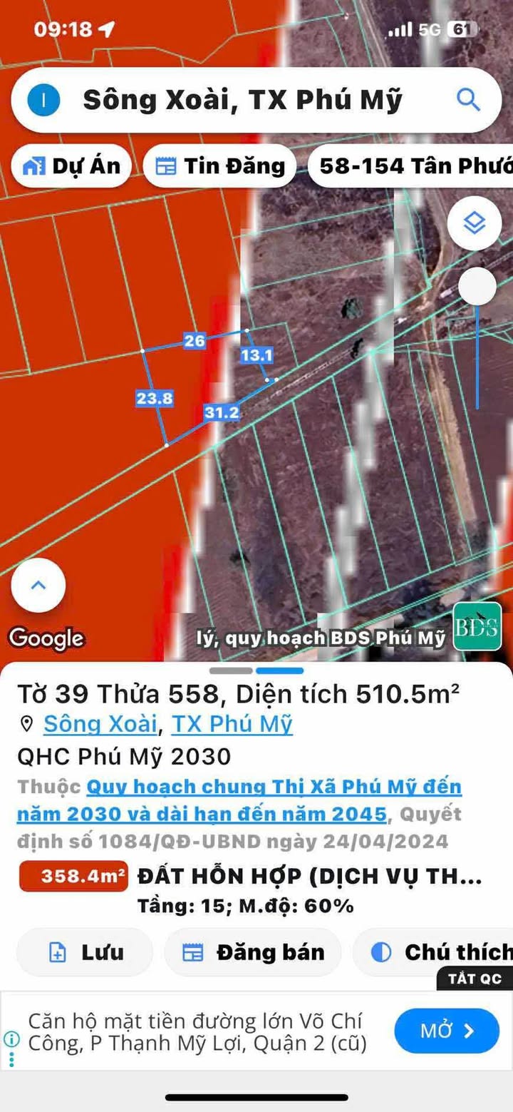 Đất nền Sông Xoài 510m² giá 1.29 tỷ - Đầu tư sinh lời ngay!
