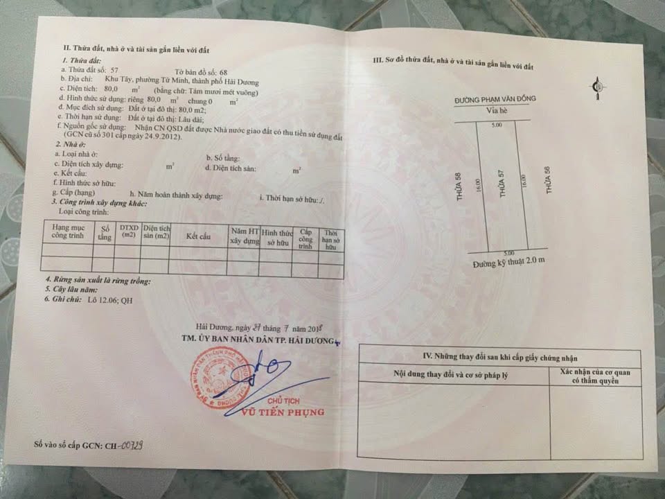 Đất nền Khu Đô Thị Vạn Lộc Hải Dương 80m² - Đường Phạm Văn Đồng, Kinh doanh thuận lợi!