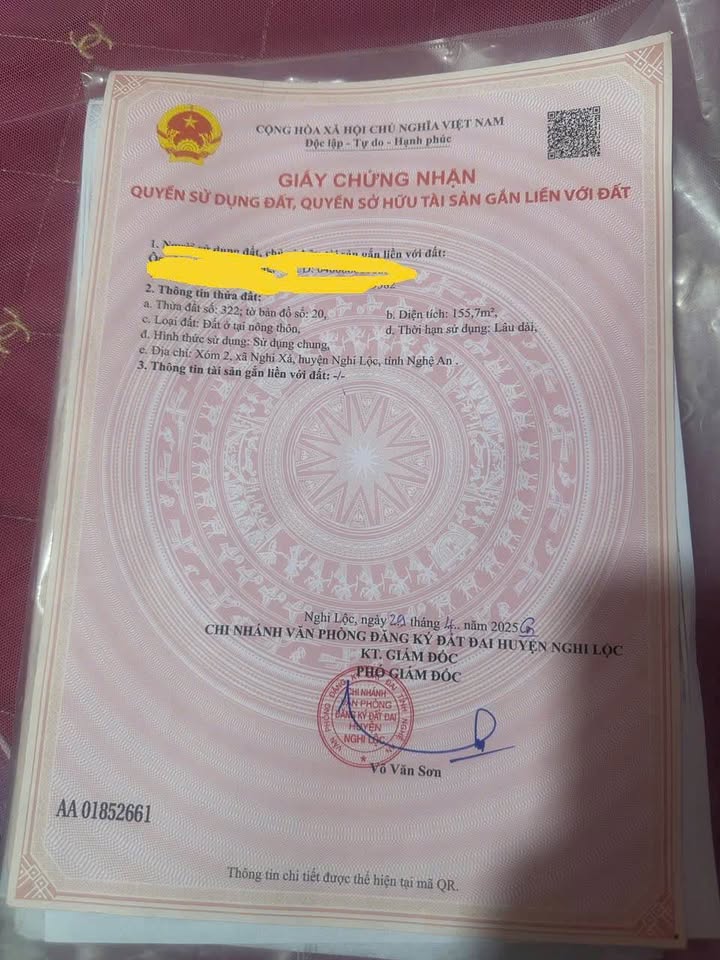 Đất nền Xóm 2, Nghi Xá 155.7m² giá thỏa thuận - Đầu tư sinh lời ngay!