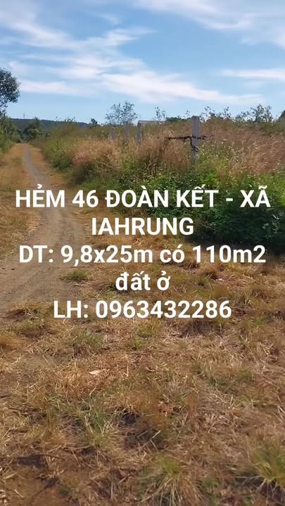 Đất nền hẻm 46 Đoàn Kết, Xã Ia Hrú 110m² giá chỉ 400 triệu - Đầu tư sinh lời ngay!