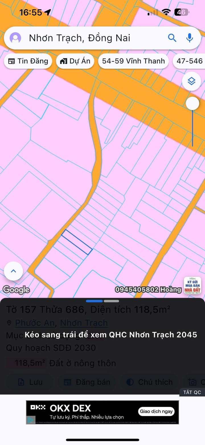Đất nền xã Vĩnh Thanh, Nhơn Trạch 118,5m² giá 1,99 tỷ - Đường ô tô thuận tiện!