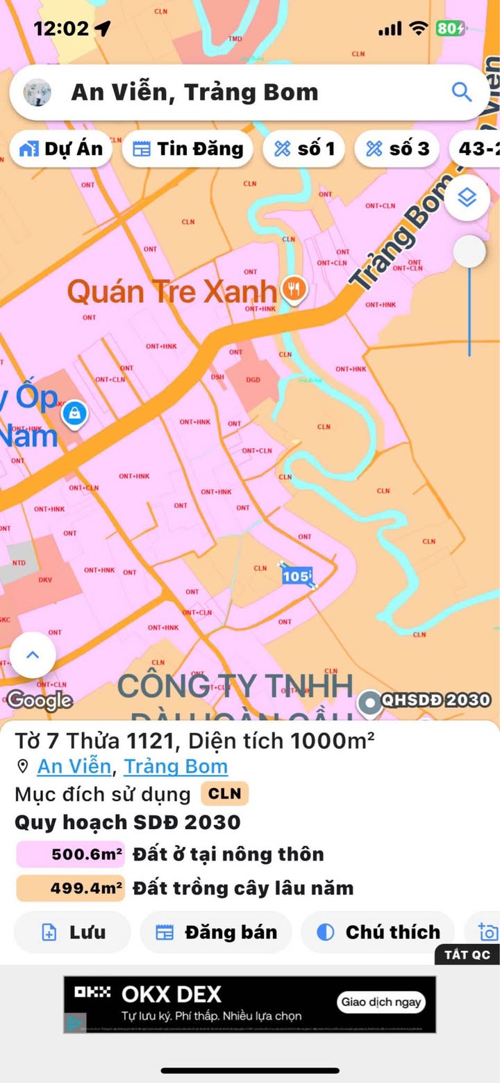 Đất mặt tiền An Viễn, Trảng Bom 1000m² giá 2 tỷ - Sổ hồng chính chủ!