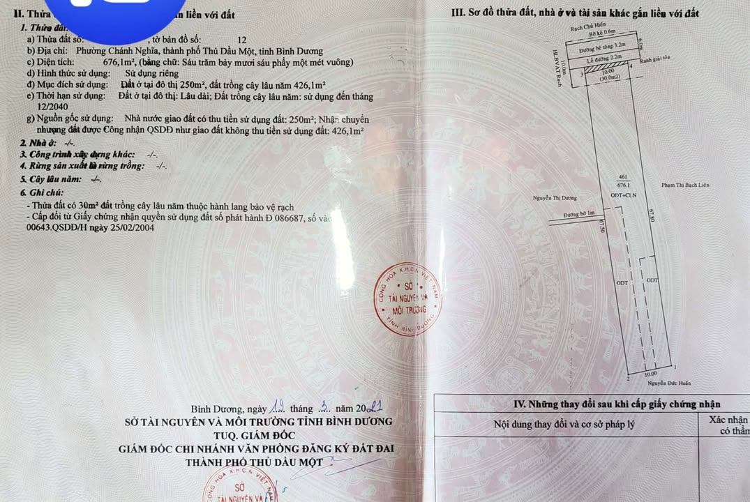 Bán đất và nhà trọ tại Thủ Dầu Một 676m² giá 15 tỷ - Đầu tư sinh lời cao!