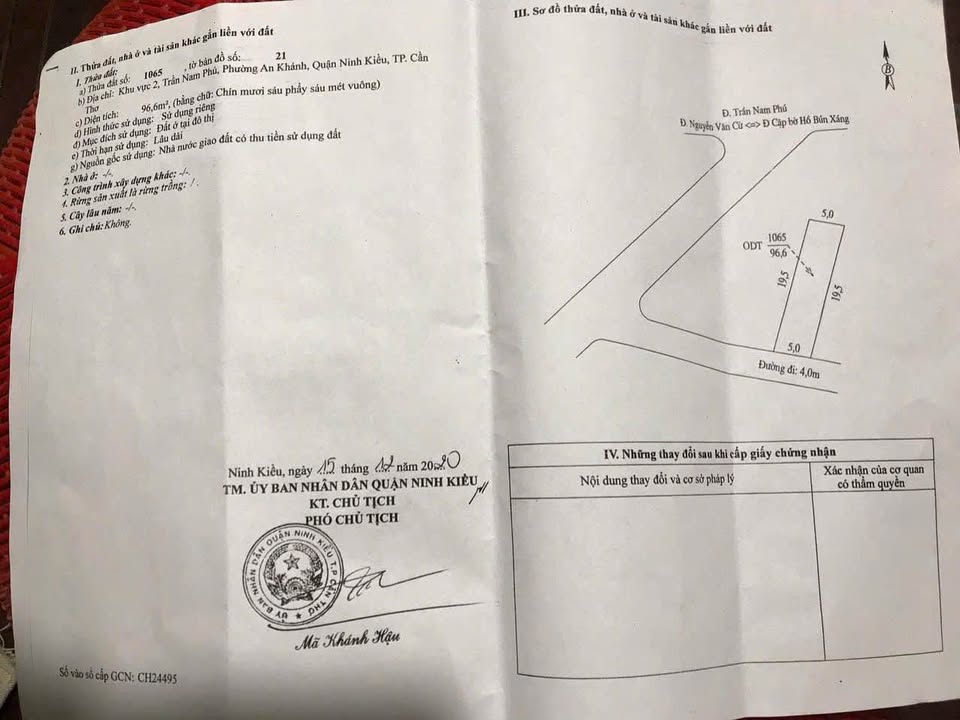 Đất thổ cư hẻm 51 Trần Nam Phú, Ninh Kiều 97m² giá 3.2 tỷ - Đầu tư sinh lời!